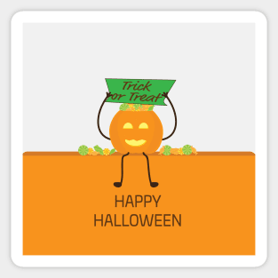 Halloween Green and Orange Pumpkin and candies Sticker